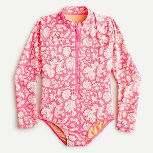 SZ Blockprints™ X crewcuts rash guard one-piece UPF 50 floral girls long sleeve